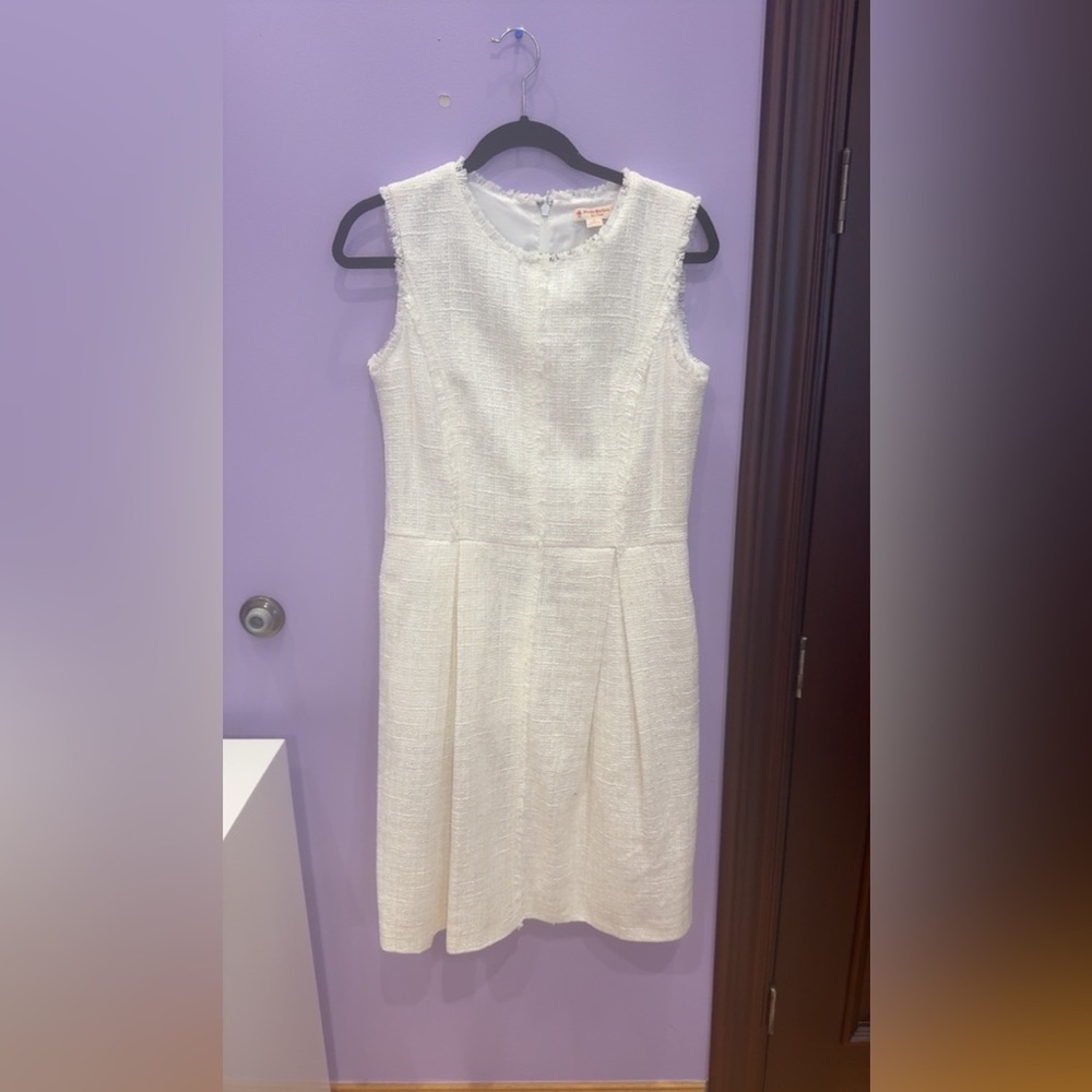 Brooks Brothers White Tweed Sleeveless Midi Dress